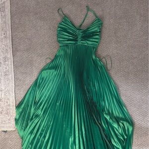 Green pleated maxi dress from these three